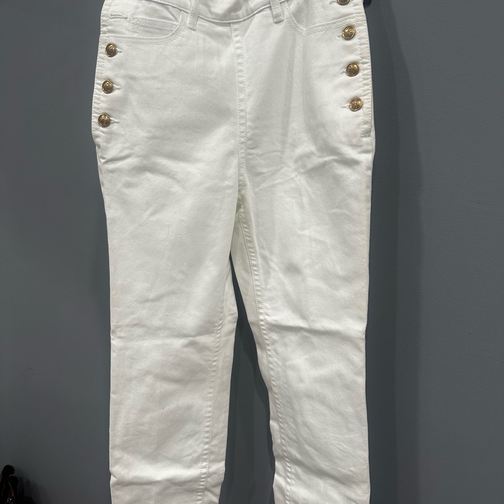 Tory Burch Cream Pants with Gold Accents